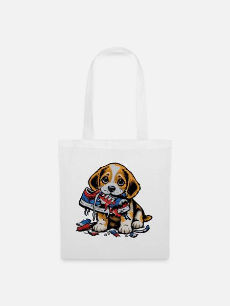 Beagle Zerstört Sneaker - Stoffbeutel - Weiß