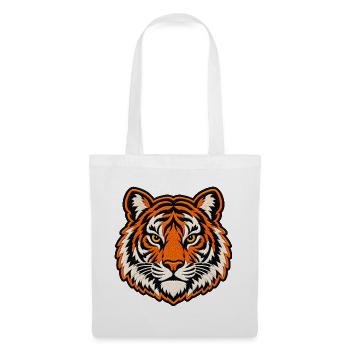 Tigerkopf im Patch-Look - Stoffbeutel - Weiß - Vorne