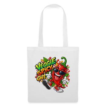 Veggie Spicy Guy Cartoon - Stoffbeutel - Weiß - Vorne