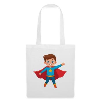 Kleiner Comic Superheld Kinder Helden Power Shirt - Stoffbeutel - Weiß - Vorne