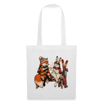 Rotfuchs & Schneehase beim Après-Ski - Stoffbeutel - Weiß - Vorne
