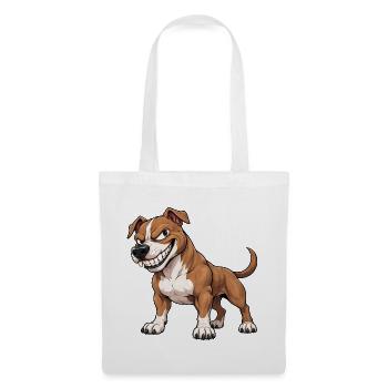 Cooler Pitbull Cartoon mit frechem Grinsen - Stoffbeutel - Weiß - Vorne