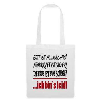 Erde Scheibe Gott Allmächtig Sprüche Floskel  - Stoffbeutel - Weiß - Vorne