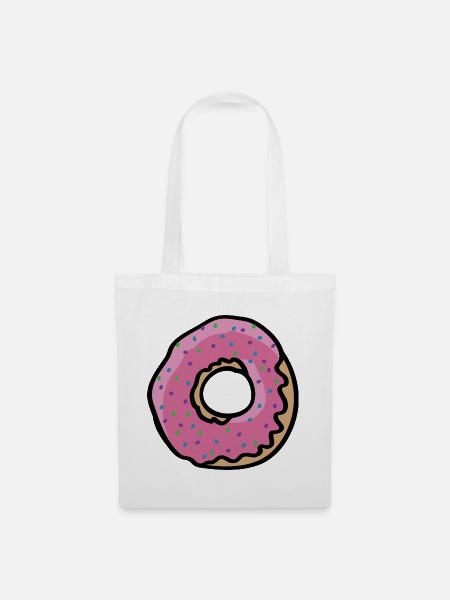 Rosa Donut-Grafik - Stoffbeutel - Weiß