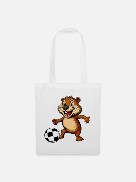 Fussball Biber - Stoffbeutel - Weiß