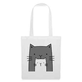two cats - big and small cat - Tote Bag - white - Front