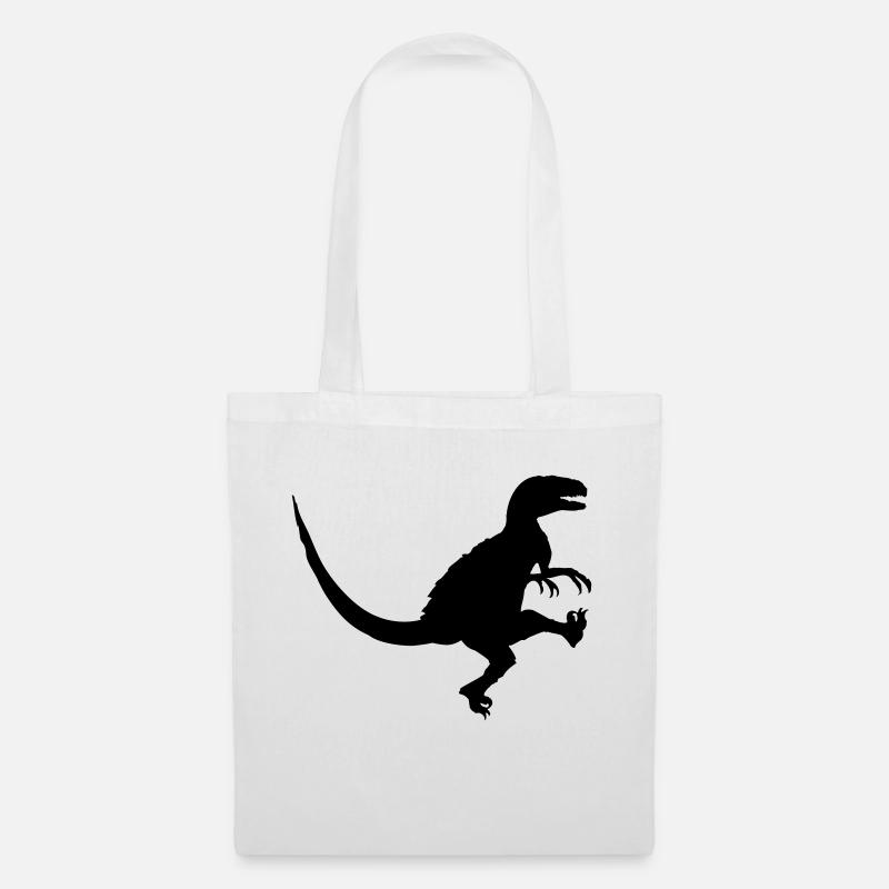 Tanzender angreifender Raptor T-Rex - Stoffbeutel - Weiß