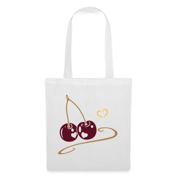 Two cherries with hearts, in love. - Tote Bag - white - Front