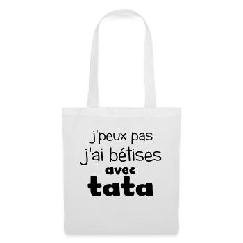 jai betises avec tata sans smile - Sac en tissu - blanc - Devant