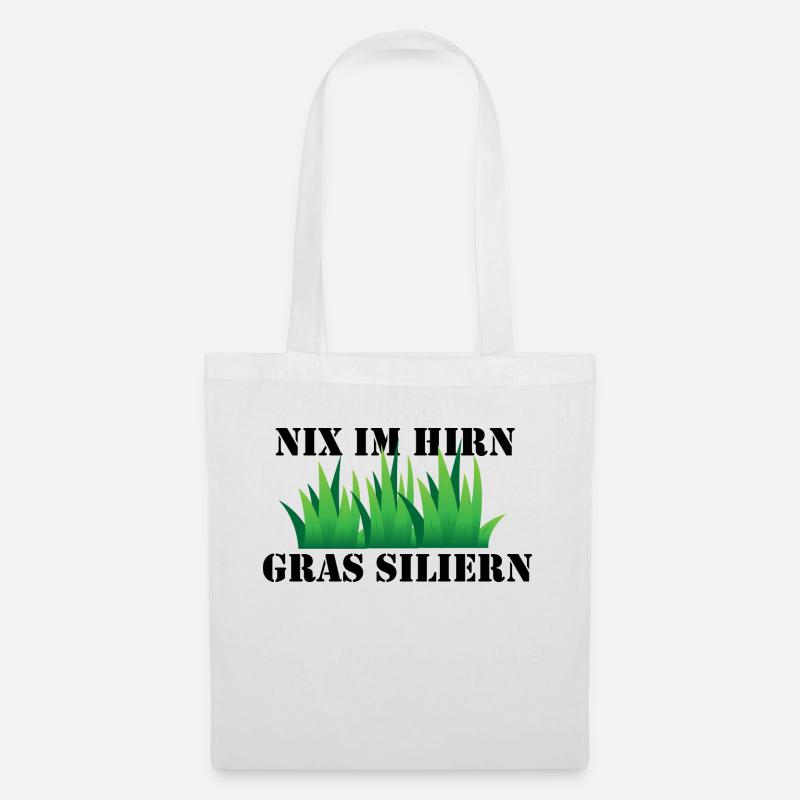 Nix im Hirn, Gras siliern - Stoffbeutel - Weiß