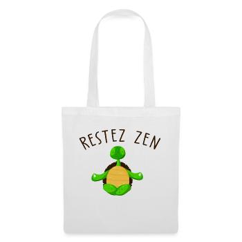Restez Zen / cadeau humour yoga tortue - Sac en tissu - blanc - Devant