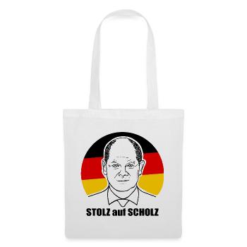 stolz auf Scholz, Bundeskanzler, Deutschland Shirt - Stoffbeutel - Weiß - Vorne