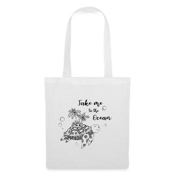 "Take me to the Ocean" - Schildkröte mit Insel - Stoffbeutel - Weiß - Vorne