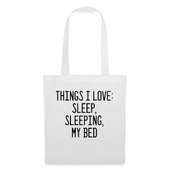 Choses que j’aime, dormir dans mon lit - Sac en tissu - blanc - Devant