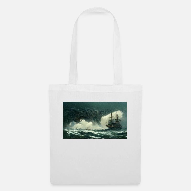Alien Leviathan attacks large sailing ship - Tote Bag - white