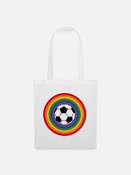 fußball Regembogen - Stoffbeutel - Weiß