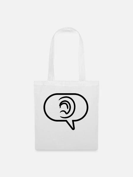 Ohr hören Symbol Sprechblase - Stoffbeutel - Weiß