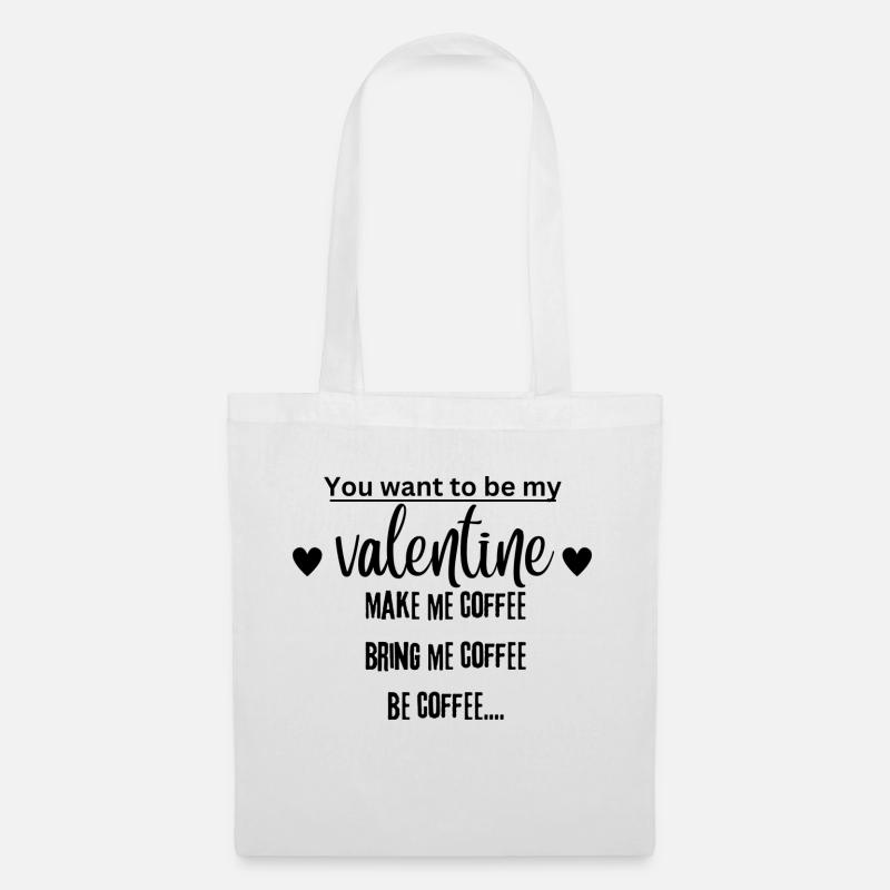 Kaffee Valentinstag - Stoffbeutel - Weiß