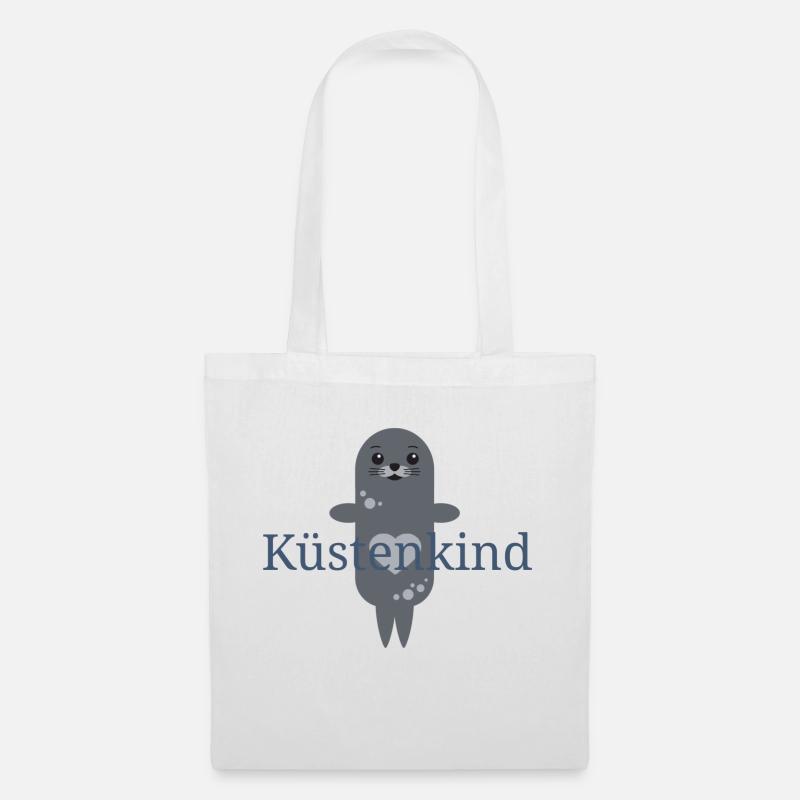 süße Robbe Küstenkind - Stoffbeutel - Weiß