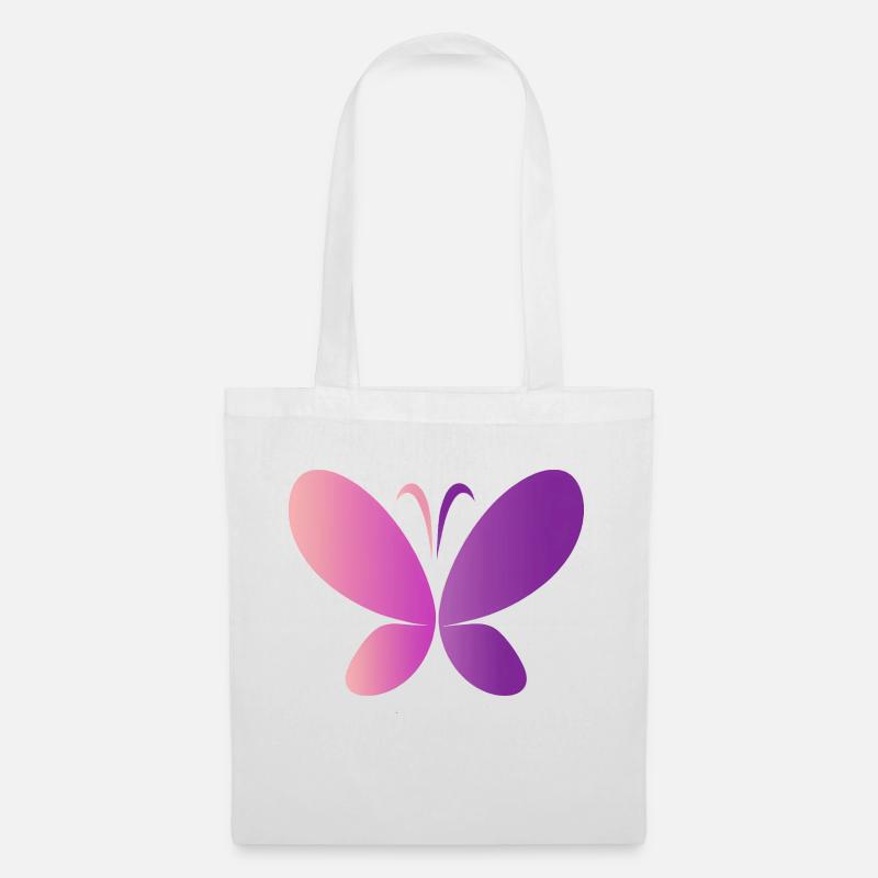 Pinker Schmetterling - Stoffbeutel - Weiß