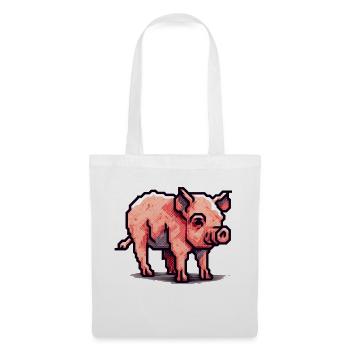 Minimalistisches schönes kleines Schwein - Stoffbeutel - Weiß - Vorne
