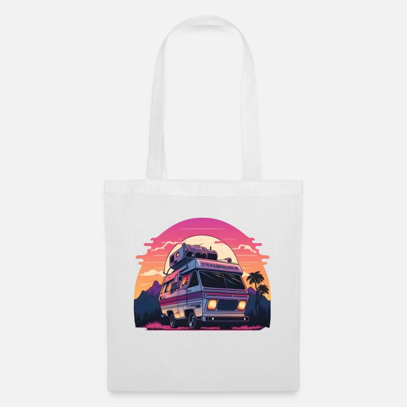 Synthwave Camper sunset - Tote Bag - white