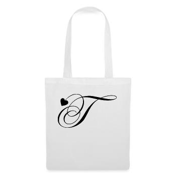 Letter t heart calligraphy - Tote Bag - white - Front