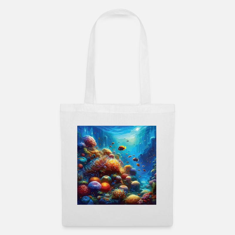 Lebendiges Korallenriff Aquarium Unterwasser Kunst - Stoffbeutel - Weiß