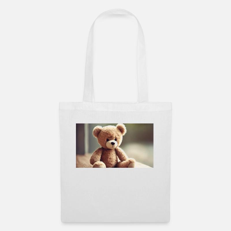 cute sad Teddy - Stoffbeutel - Weiß