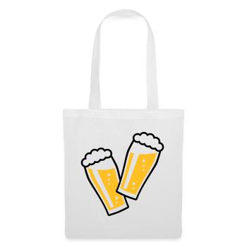2 Biergläser Stoßen An (Bier / Willibecher / 2C) - Stoffbeutel - Weiß - Vorne