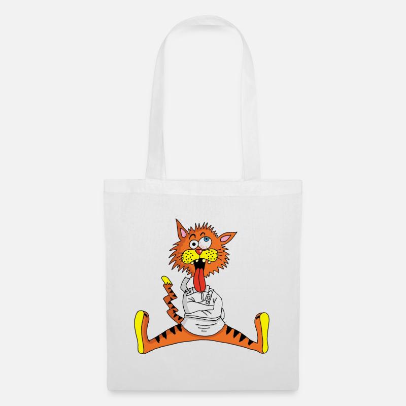 Verrückte Katze - Stoffbeutel - Weiß