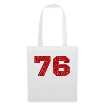 76 Roter Glitzer - 76. Jahrestag - Stoffbeutel - Weiß - Vorne