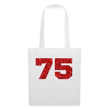 75 paillettes rouge - 75e anniversaire - Sac en tissu - blanc - Devant
