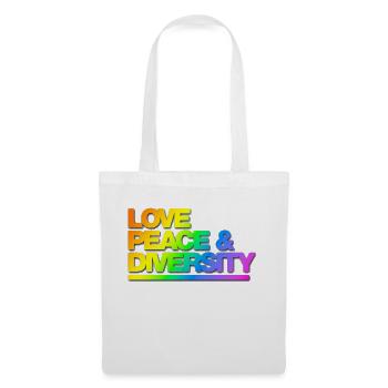 Typo Love Peace Diversity Rainbow Shadow - Stoffbeutel - Weiß - Vorne