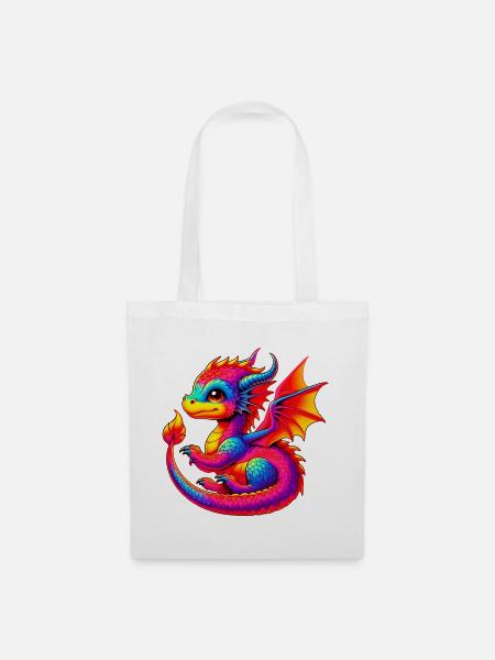 Drache - Stoffbeutel - Weiß