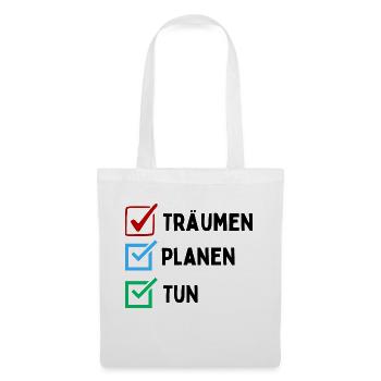 Dream Plan Do Liste de contrôle Design Noir Blanc - Sac en tissu - blanc - Devant