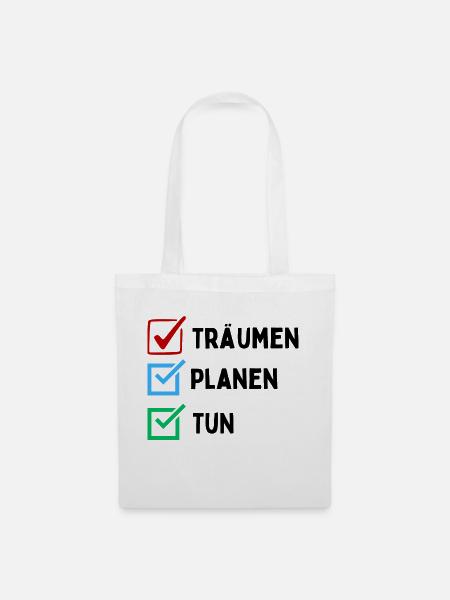 Dream Plan Do Checkliste Design Schwarz Weiss - Stoffbeutel - Weiß