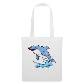 Verspielter Delfin, der in den Wellen des Ozeans springt - Stoffbeutel - Weiß - Vorne