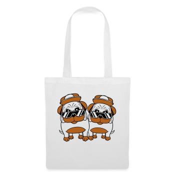 Deux chiens Carlin Lunettes de soleil Cappy Hat Adolescents - Sac en tissu - blanc - Devant