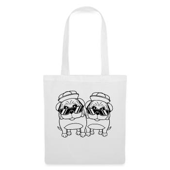 Deux chiens Carlin Lunettes de soleil Cappy Hat Adolescents - Sac en tissu - blanc - Devant