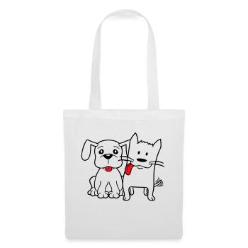 Chien Chat Deux Amis Équipe Chaton 2 Duo Équipage - Sac en tissu - blanc - Devant