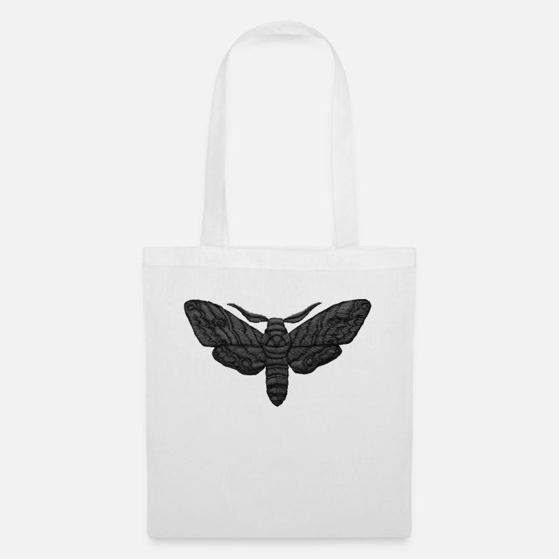 Black Moth – Mystical Embroidered Pattern - Tote Bag - white