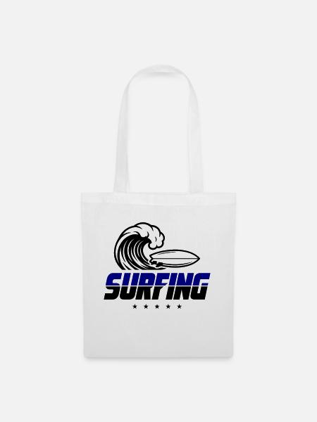Surfing Surfboard - Stoffbeutel - Weiß