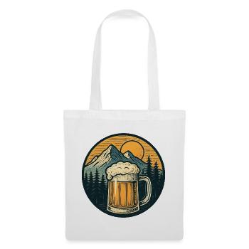 Bergwald Bierkrug Sonnenuntergang - Stoffbeutel - Weiß - Vorne