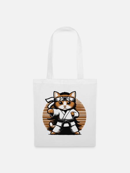 Kawaii Katze Karate Dojo Design - Stoffbeutel - Weiß