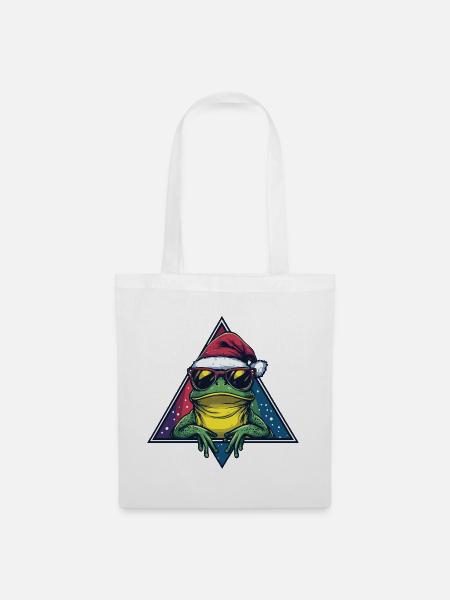 Frosch im Santa Triangle - Stoffbeutel - Weiß