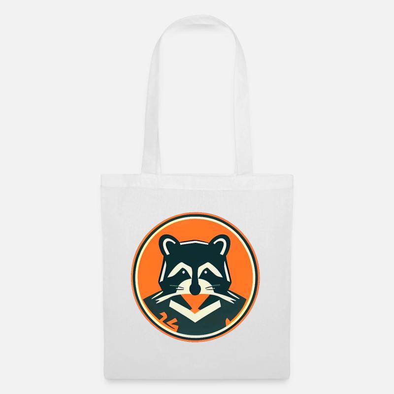 Waschbär Emblem in Orange - Stoffbeutel - Weiß