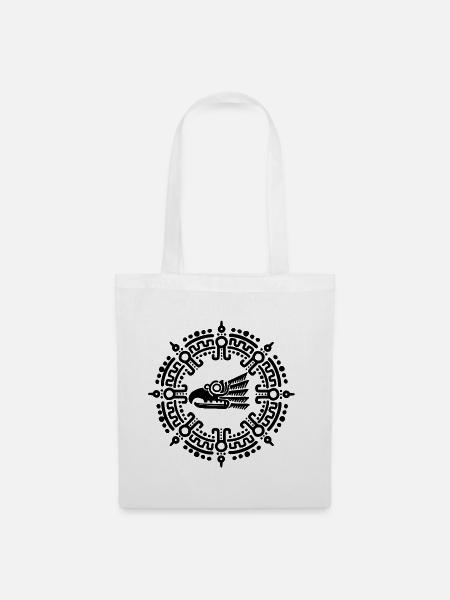 Schwarzes aztekisches Symbol - Stoffbeutel - Weiß
