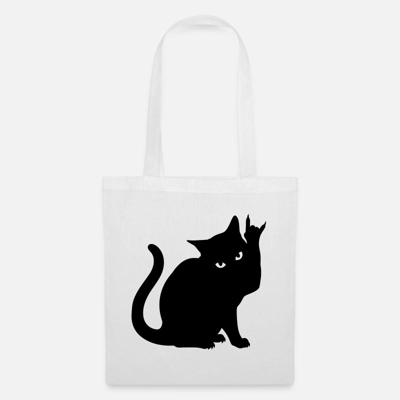 Black Cat – Devil Horns Silhouette - Tote Bag - white