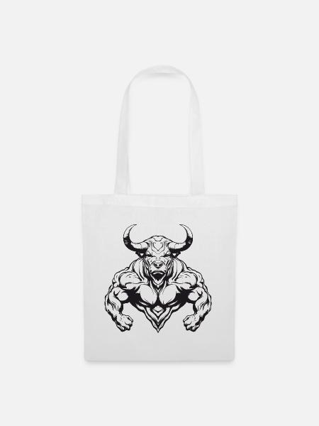 Bulle Stier Bodybuilding - Stoffbeutel - Weiß